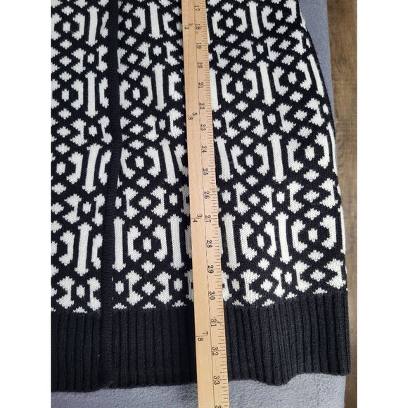 Anne Klein LG Black White Print Cardigan Sweater Jacket Gold Lion Mature Classy - Picture 6 of 8